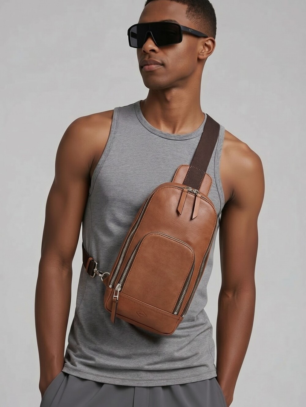 Fossil Miller Leather Crossbody Backpack in Brown for Men